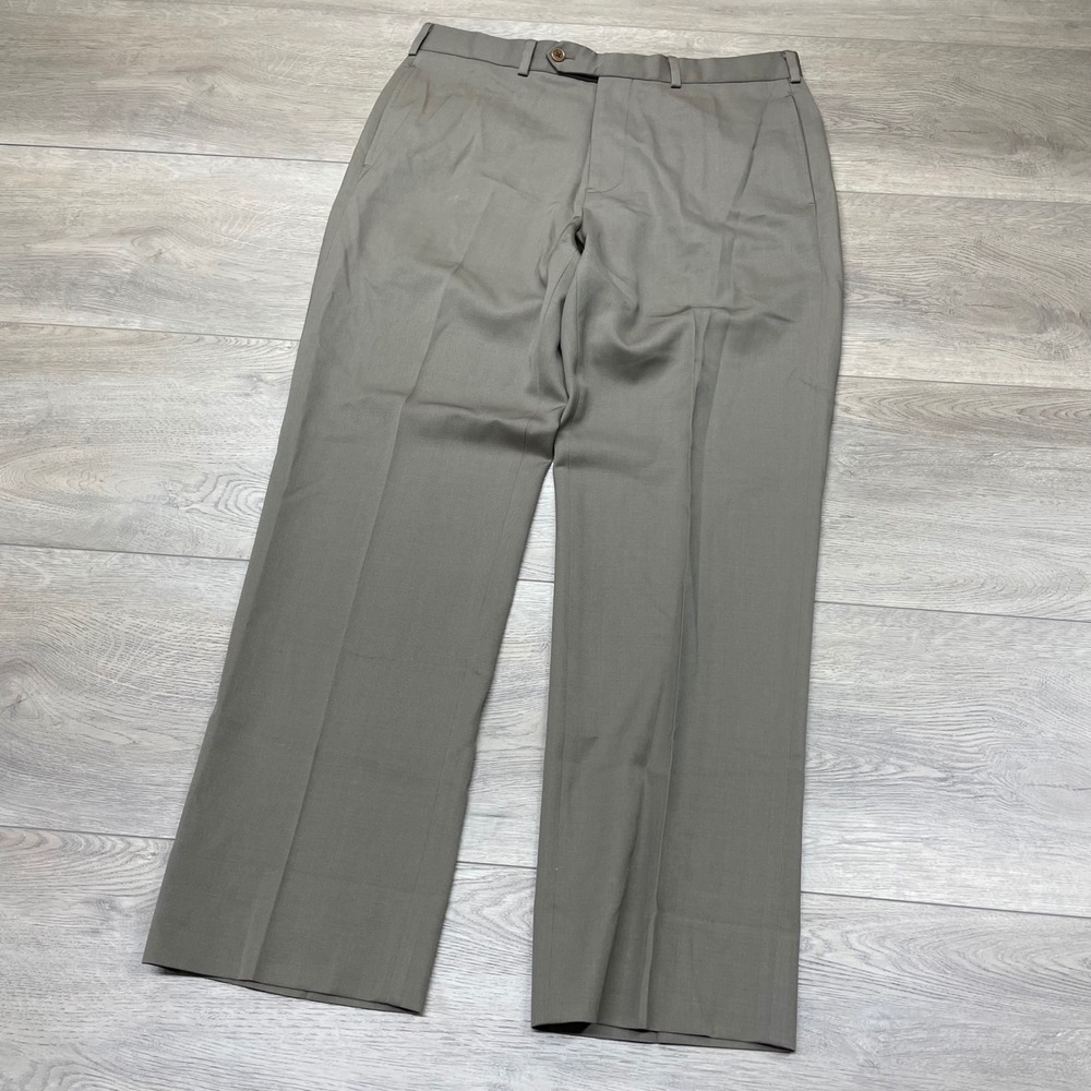 Brooks Brothers Madison Dress Pants Mens 34x30 Brown Wool Flat Front